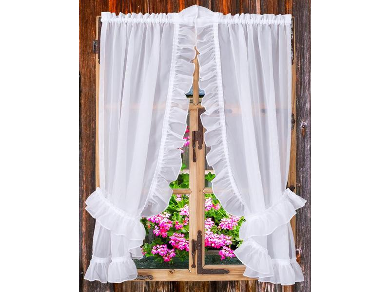 Casa Leon Tagvorhang Vitrage Volants 95 cm x 130 cm, Weiss Weich fallender und trendiger Tagvorhang