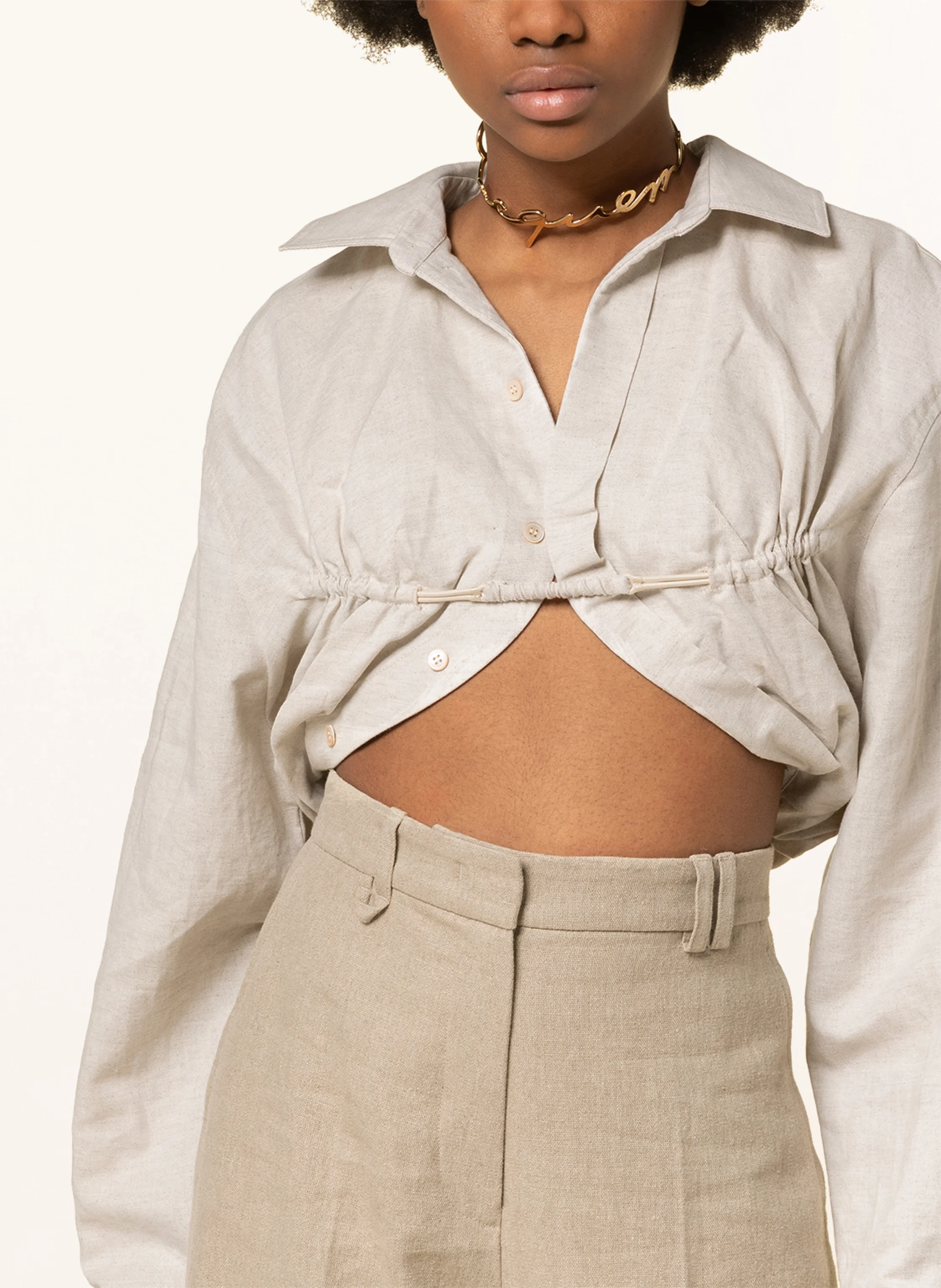 JACQUEMUS Cropped-Blusenshirt LA CHEMISE MACHOU mit Leinen