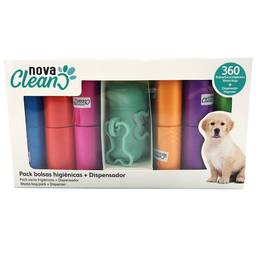 Suporte para Sacos Nova Clean + 360 Sacos Higiênicos para Fezes de Cães