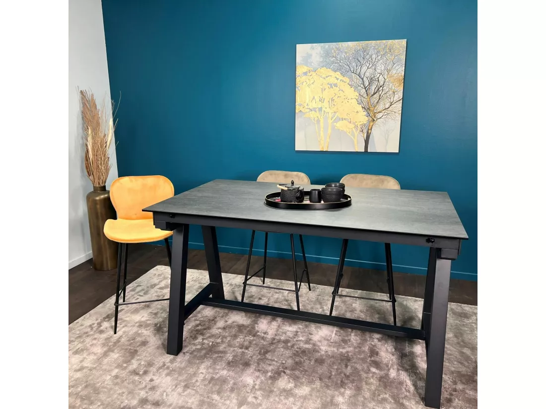 Table haute en céramique extensible effet ardoise 160-270 cm LOMBARDIE