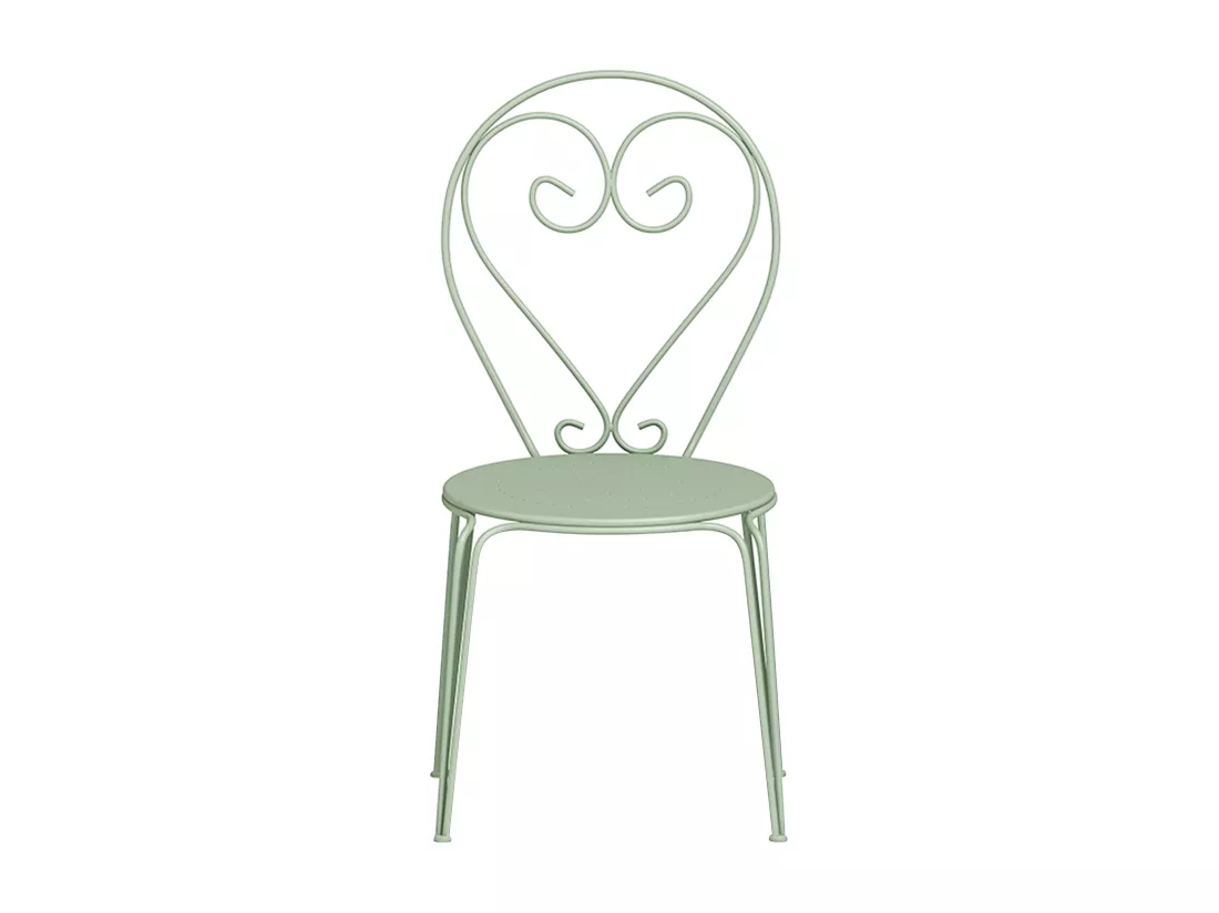 Lot de 4 chaises de jardin empilables en métal façon fer forgé - Vert amande - GUERMANTES de MYLIA