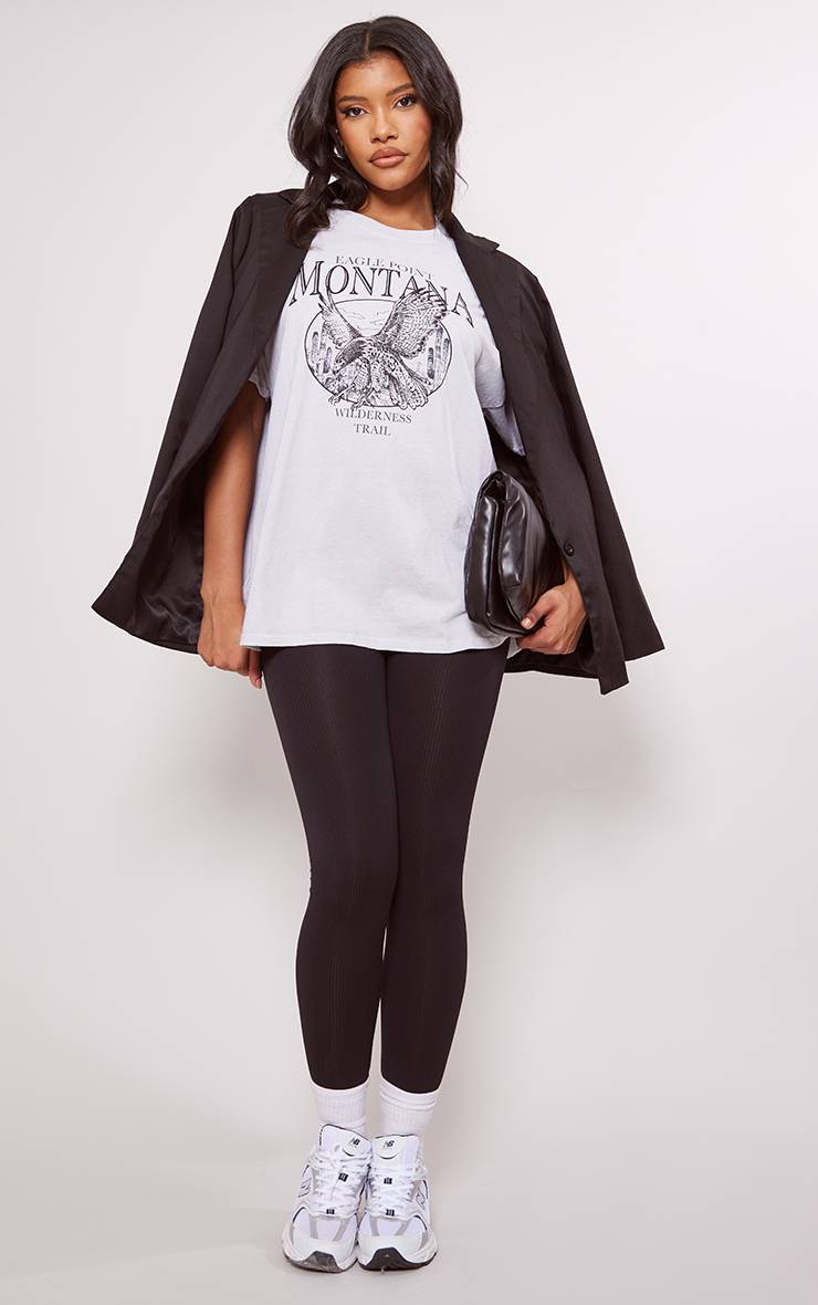 Gris Cendré T-shirt Délavé Oversize Avec Logo Montana