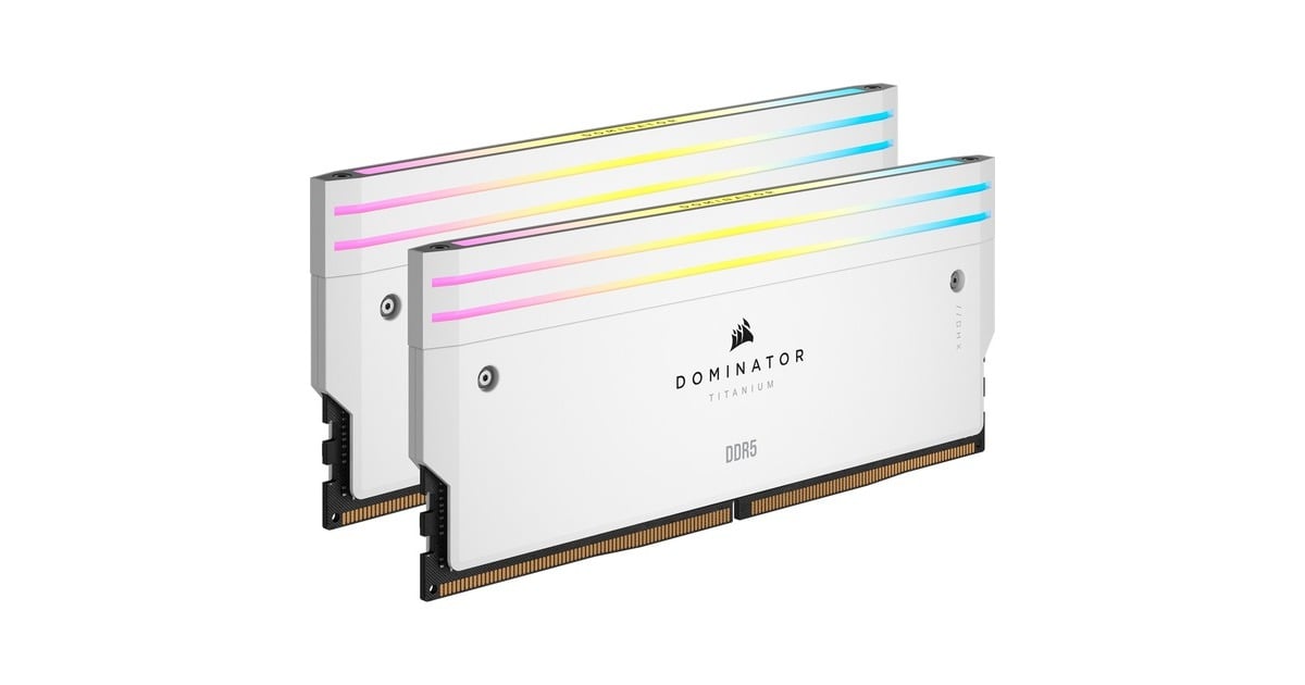Corsair64 GB DDR5-6400 Kit werkgeheugen  (Wit, CMP64GX5M2B6400C32W, Dominator Titanium RGB, XMP)