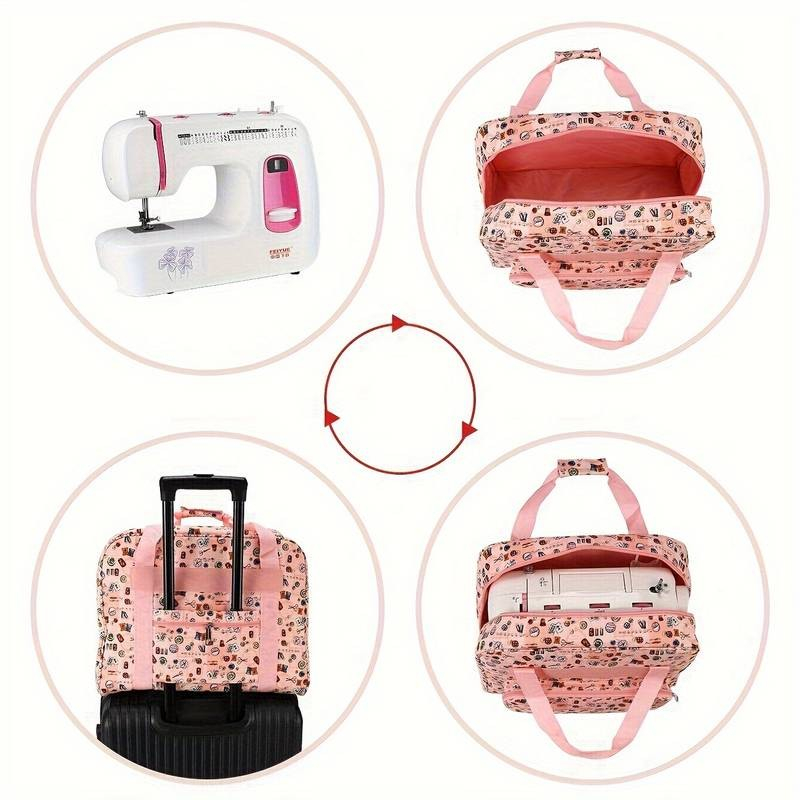 (43x21x32cm) Nähmaschinen Transport Tasche Anti-Staub Schutz Wasserfeste Aufbewahrungs Tragetasche mit Fächern - Pink