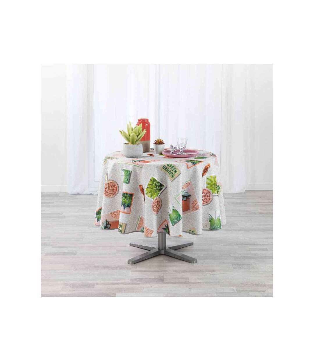 Nappe Antitache Ronde Green Garden 180cm Multicolore