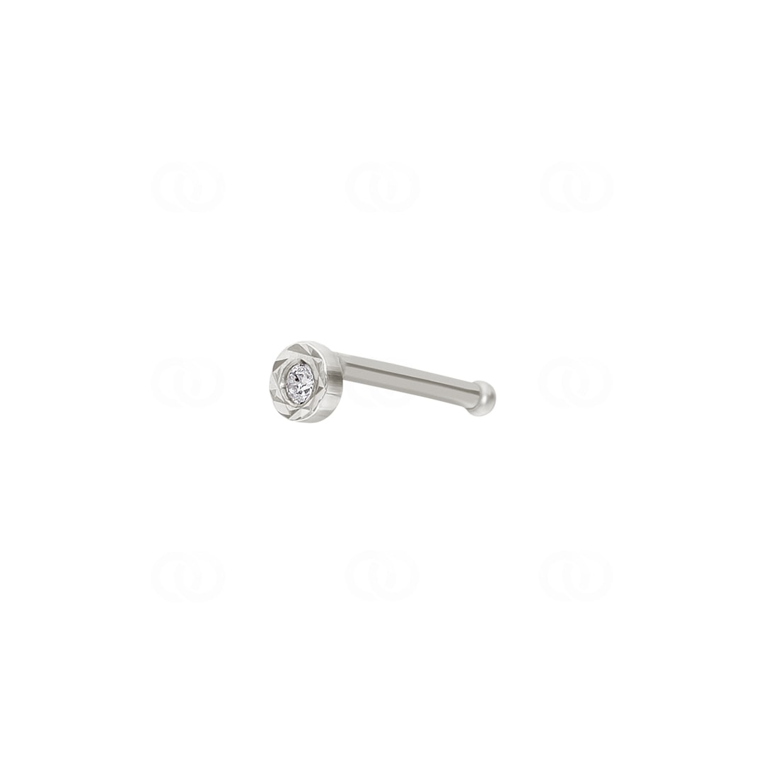 Nasenstecker Kugel 750/18 K Weissgold mit Diamant 0.01ct H/Si