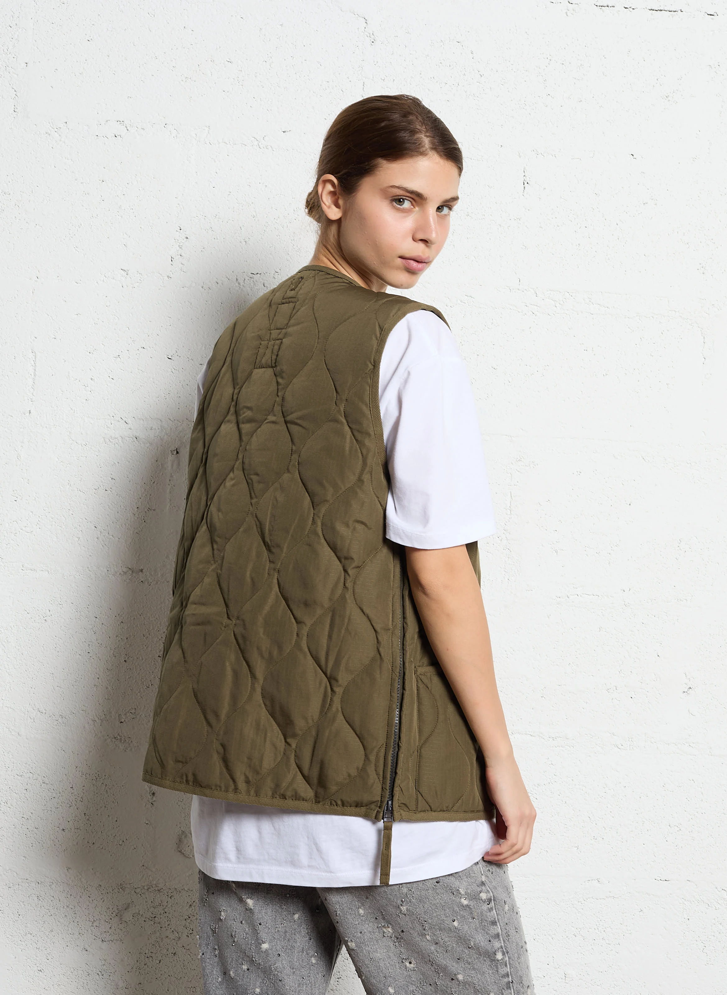 Veste droite matelassée | Kaki