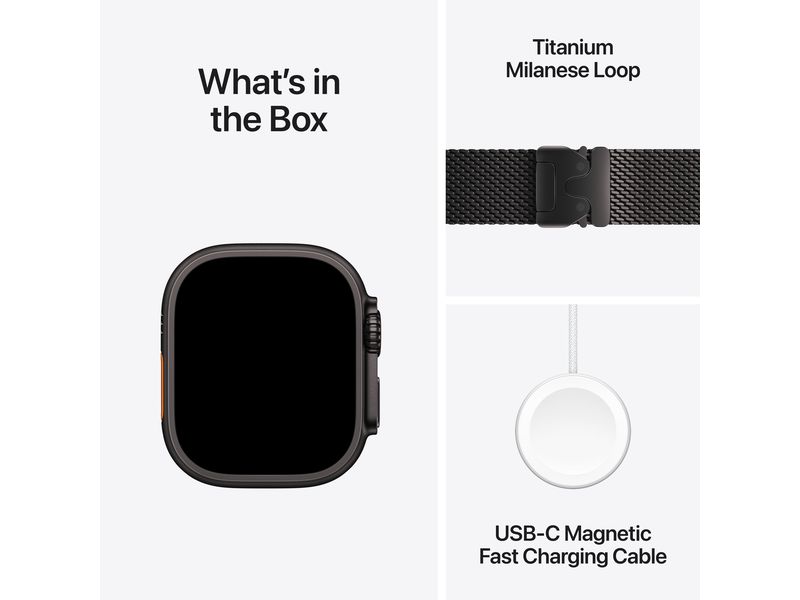 Apple Watch Ultra 2 Black Titanium Milanese Loop Schwarz M Die robusteste und leistungsfähigste Apple Watch.