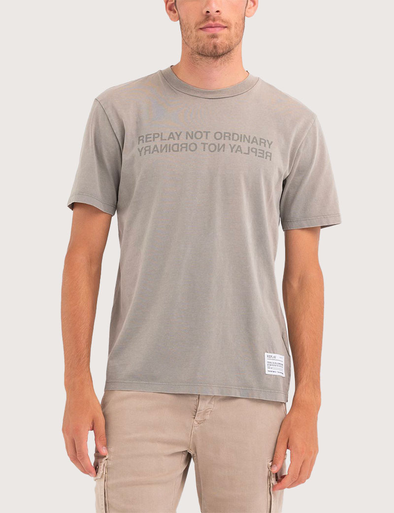 REPLAY T-SHIRT HOMME REGULAR GRIS MILITAIRE