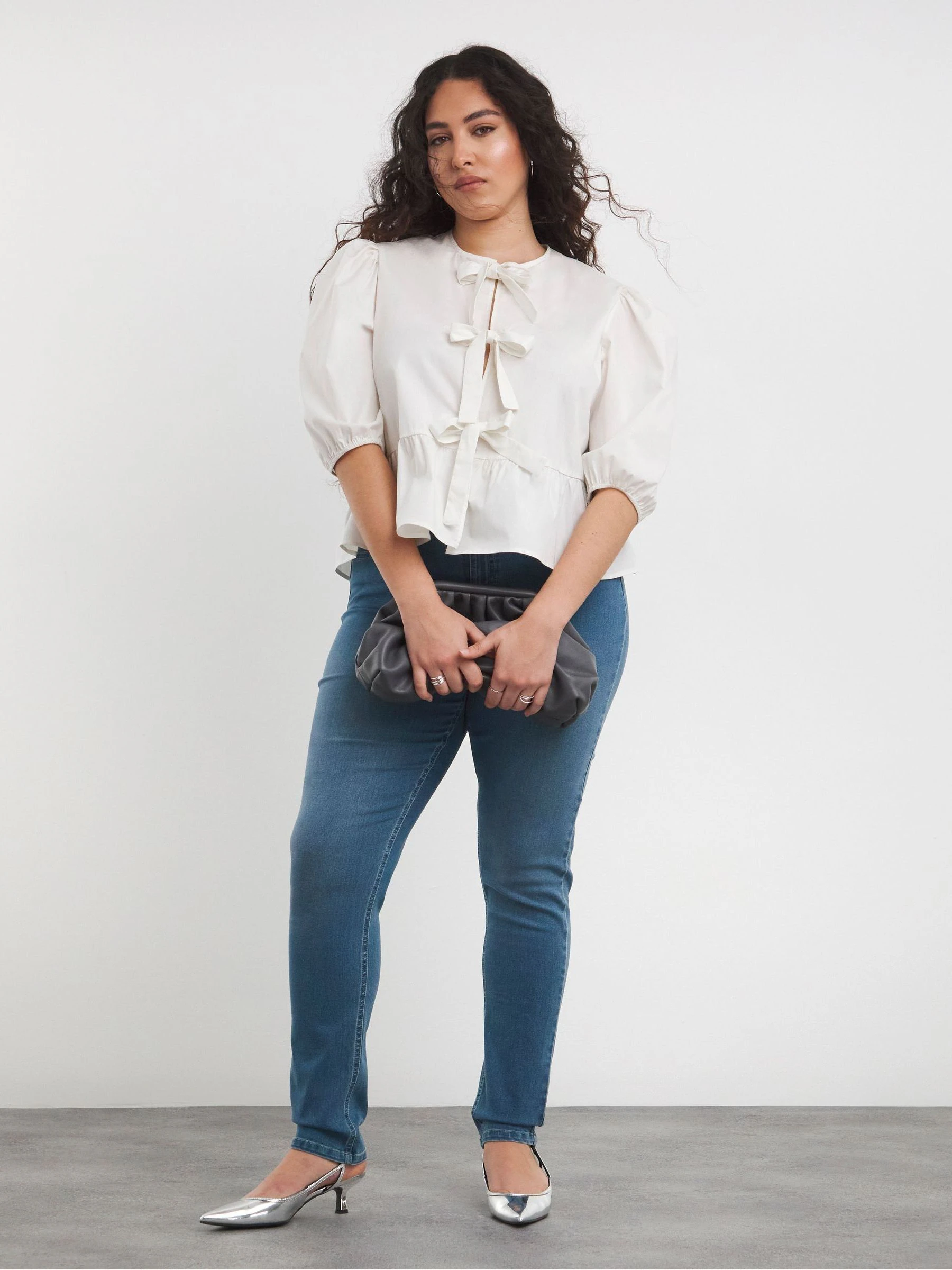 Blauw chroom - Simply Be Super Stretch Slim Jeans met hoge taille