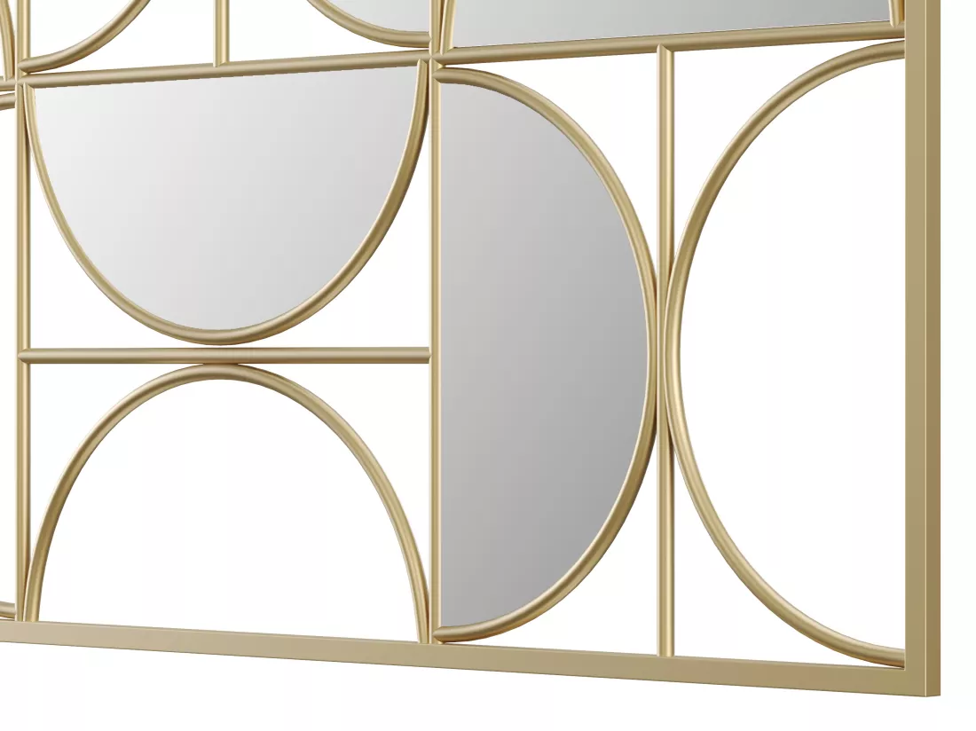 Miroir art déco déstructuré en métal - L.77 x H. 102 cm - Doré - TAYAN