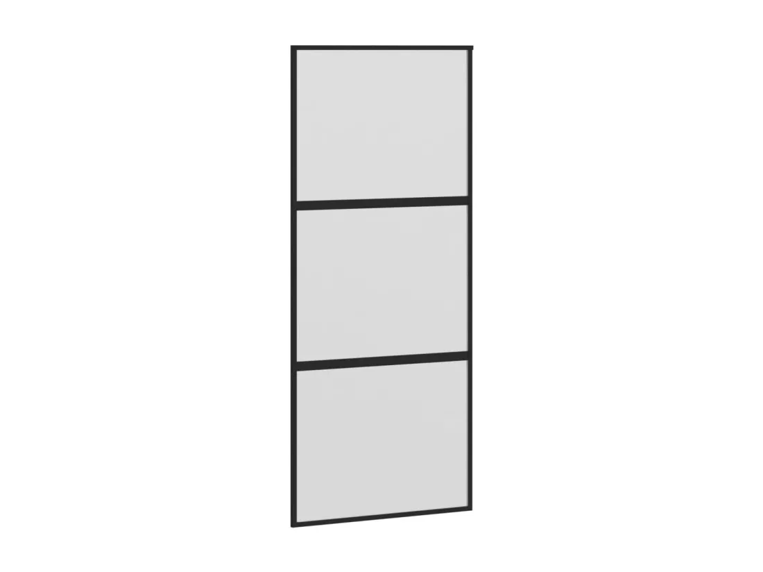 Porte coulissante noir 90x205 cm verre trempé aluminium