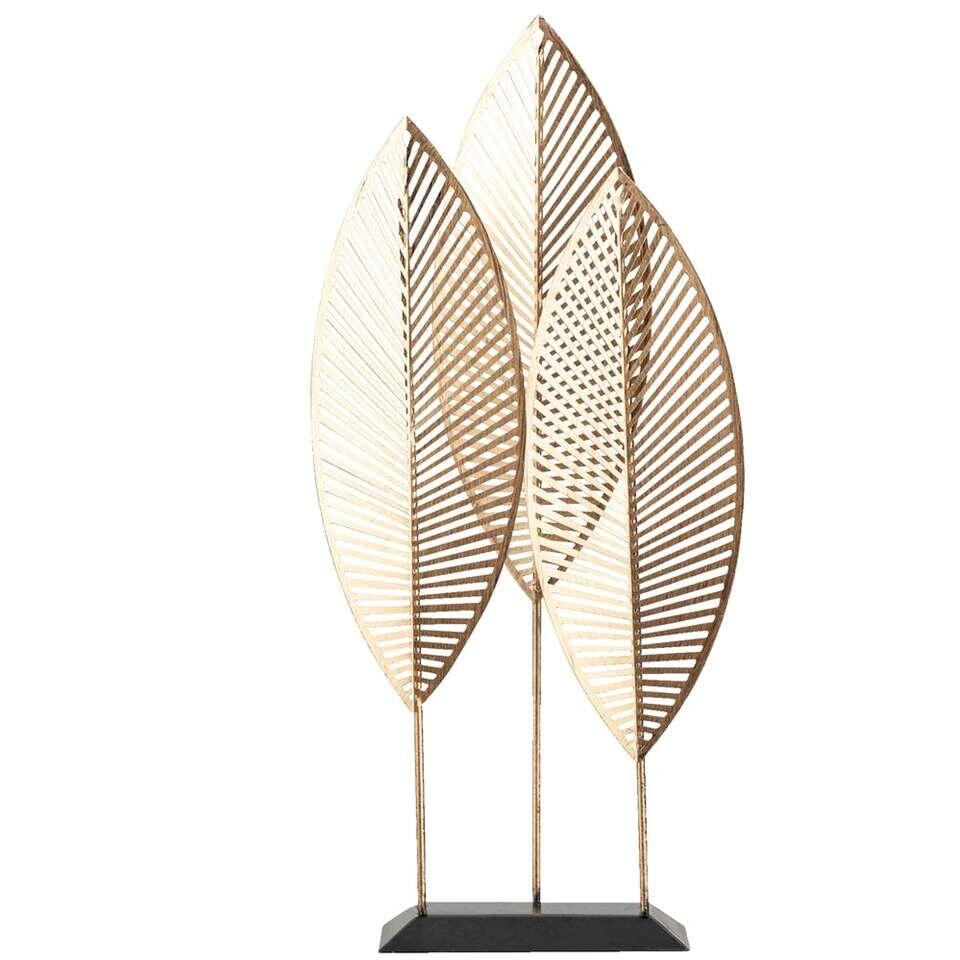 Beeld Bladeren - zwart/goud - 50x24x9 cm