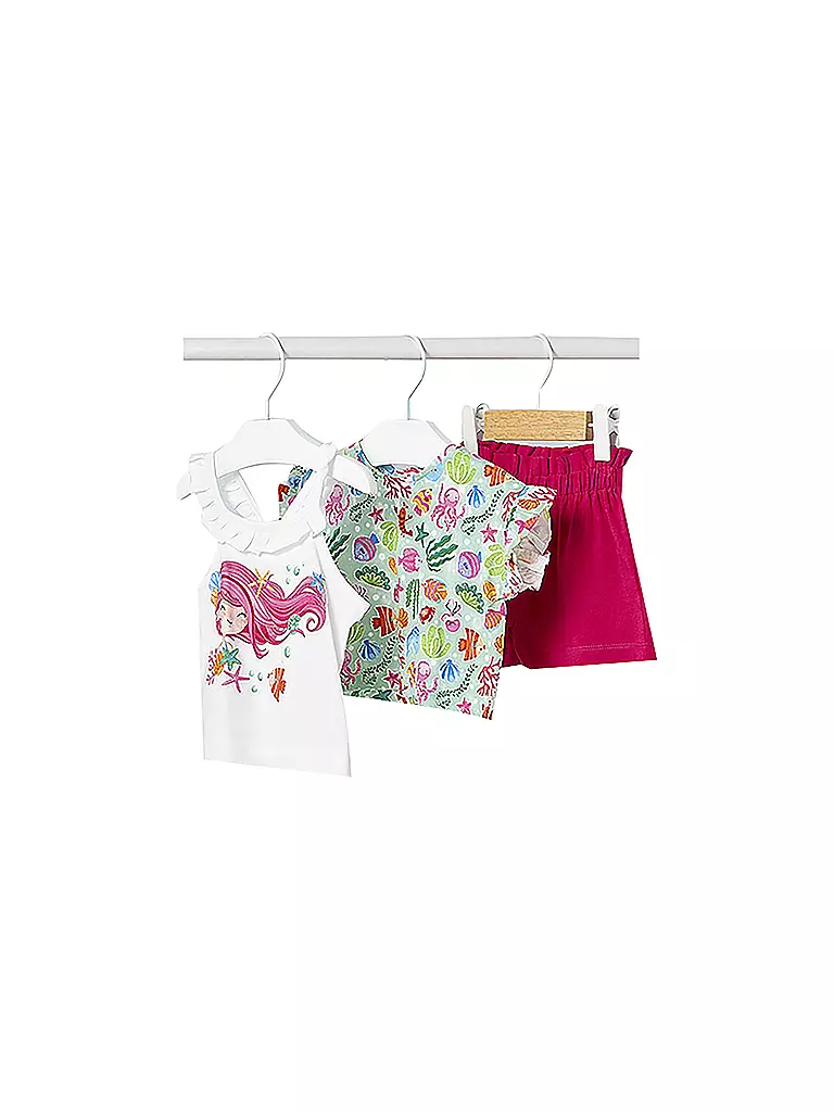 MAYORAL Baby Set 3-teilig Shirt, Top und Shorts pink