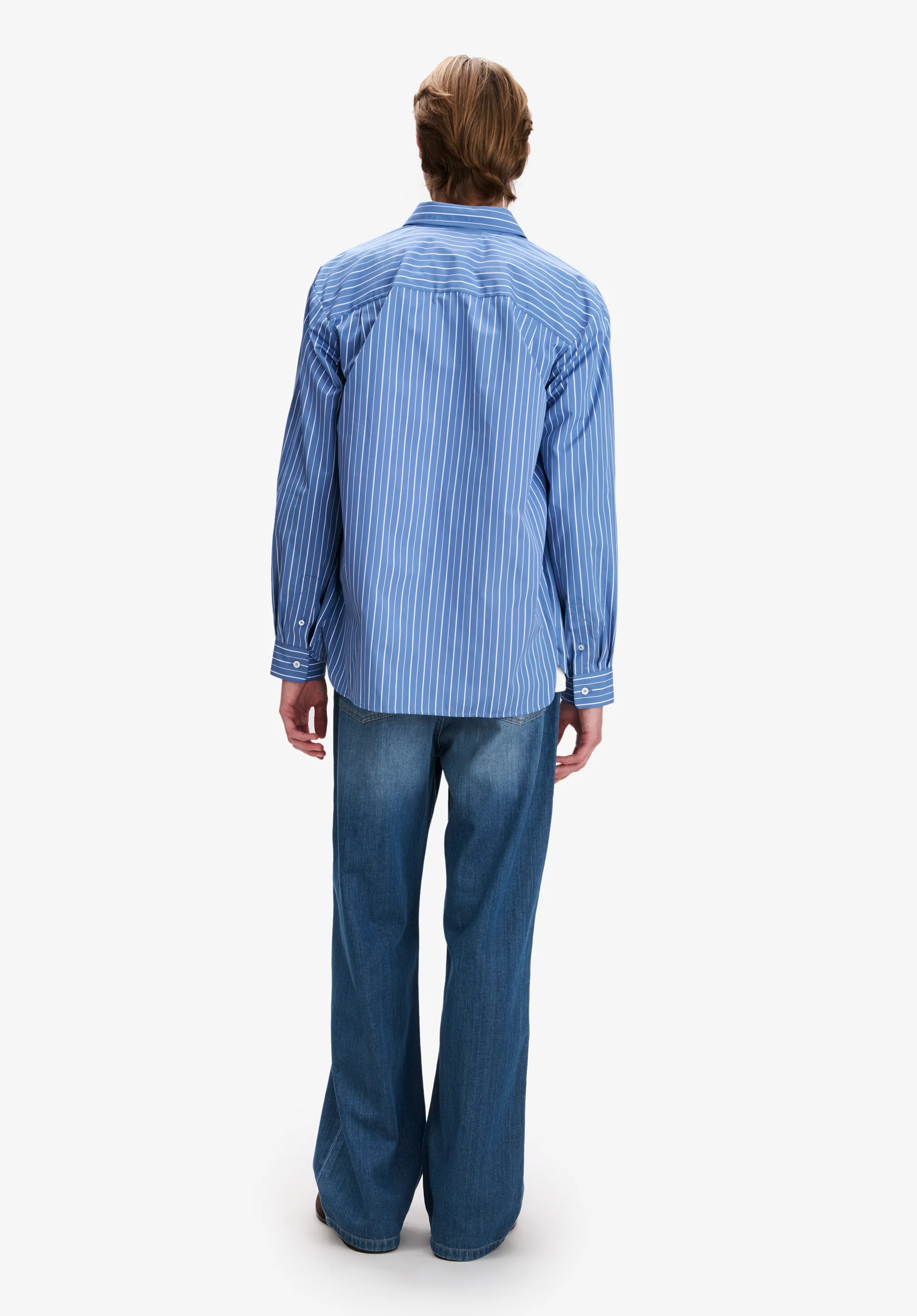 Chemise bleue à rayures blanches - Bleu gris