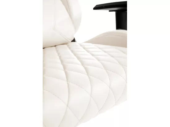 Chaise de bureau - Véritable cuir & Métal - Blanc - Keren
