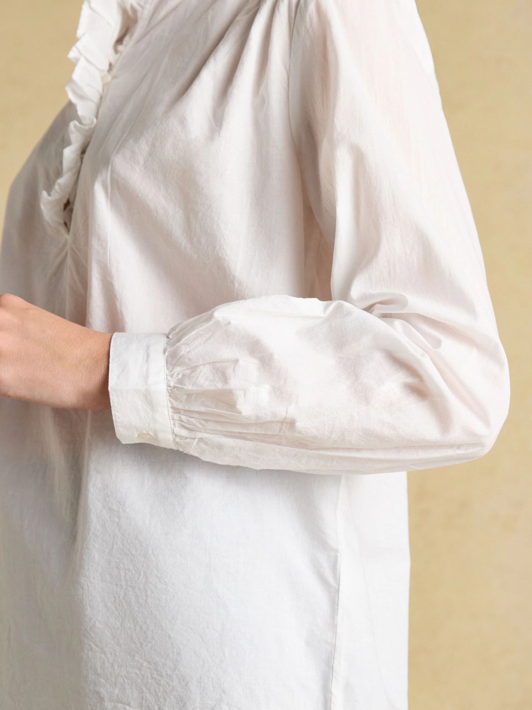 Wit - Joules Melanie blouse van katoen met ruche