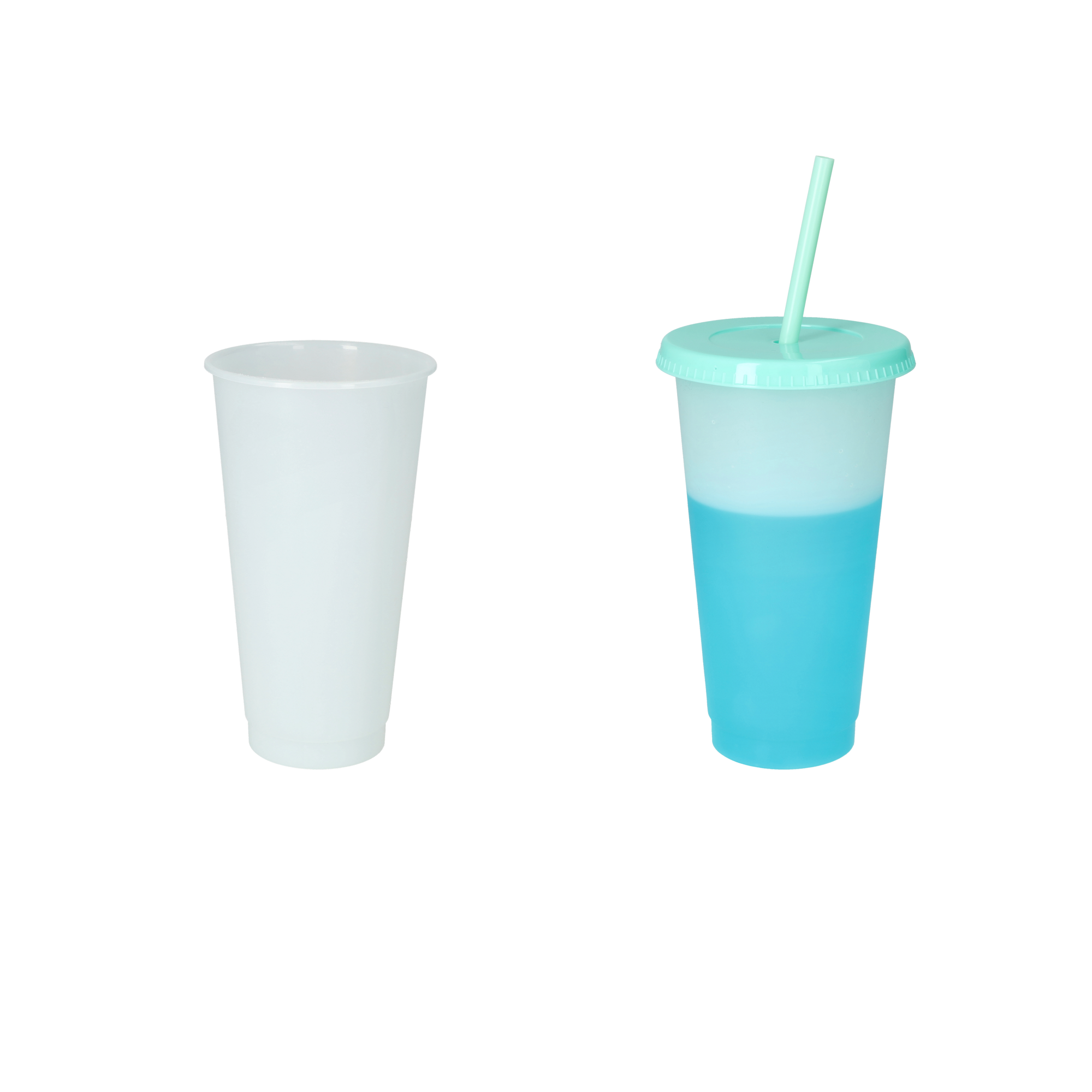 (30-tlg. Set) 550ml Farbwechsel Trink Becher Mehrweg Party Getränke Cup mit Deckel   Strohhalm - Assortiert