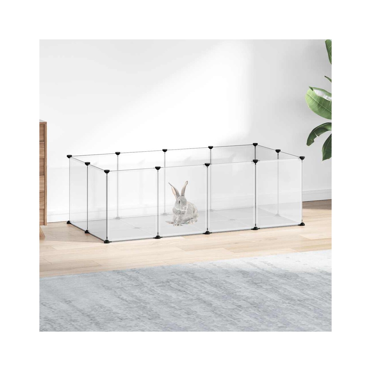 VidaXL Kleintierkäfig PP Stahl Freigehege Transparent/Schwarz