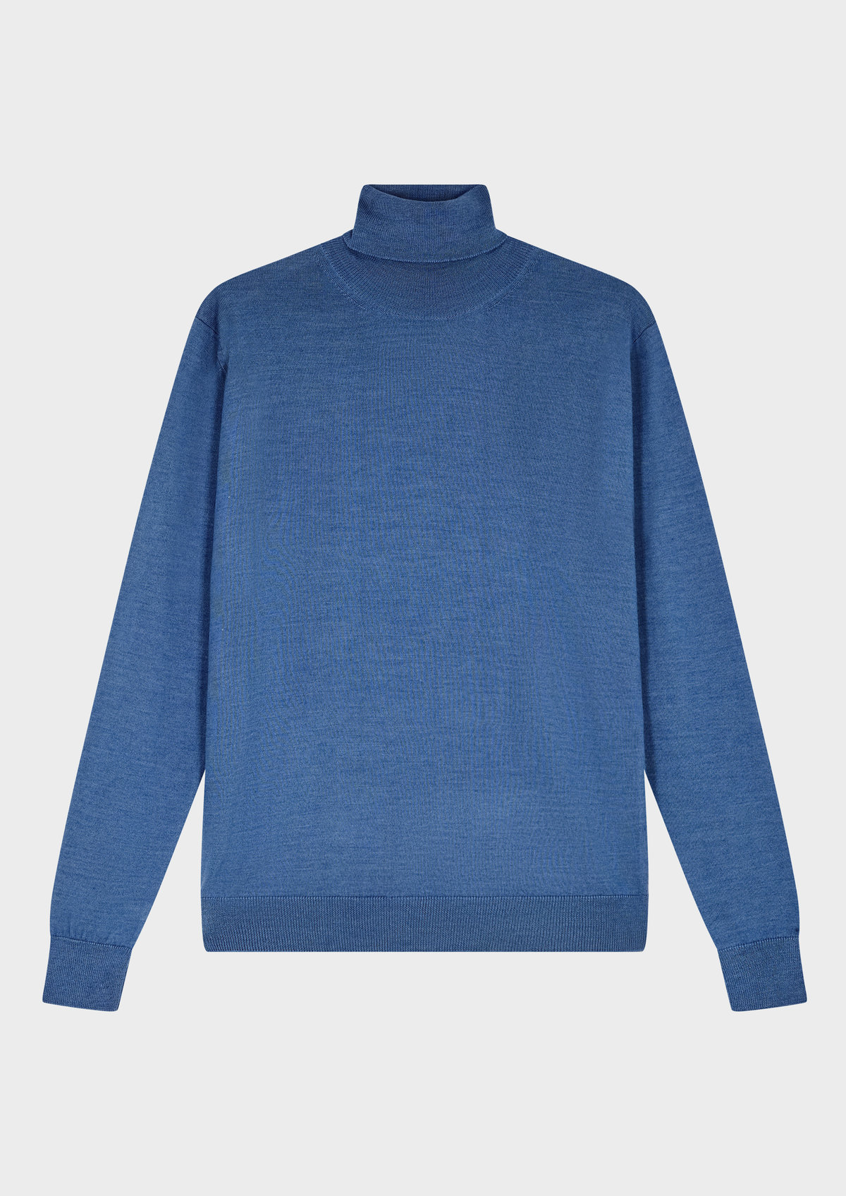 Pull col roulé en laine Mérinos mélangée unie bleu azur