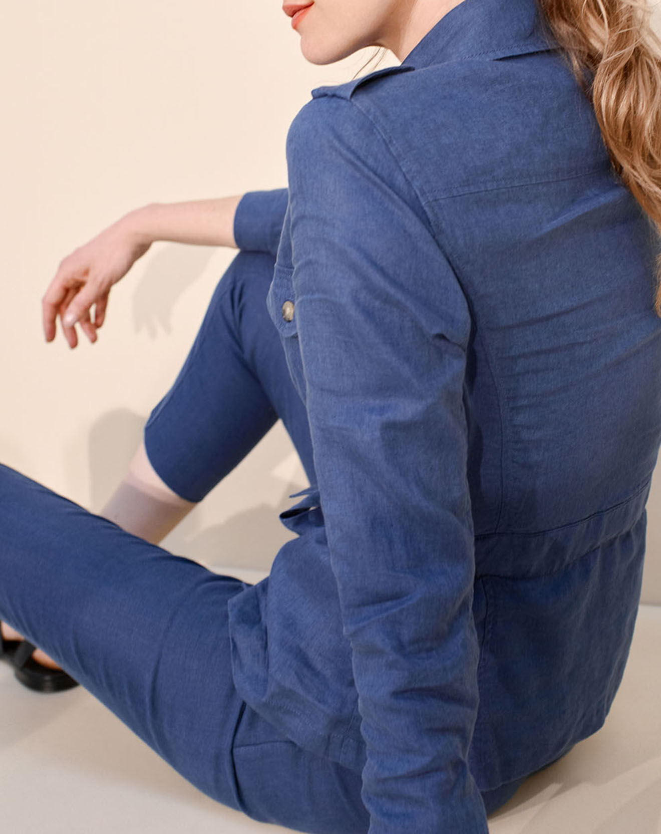 Caroll Veste Saharienne 100% Lin Max indigo