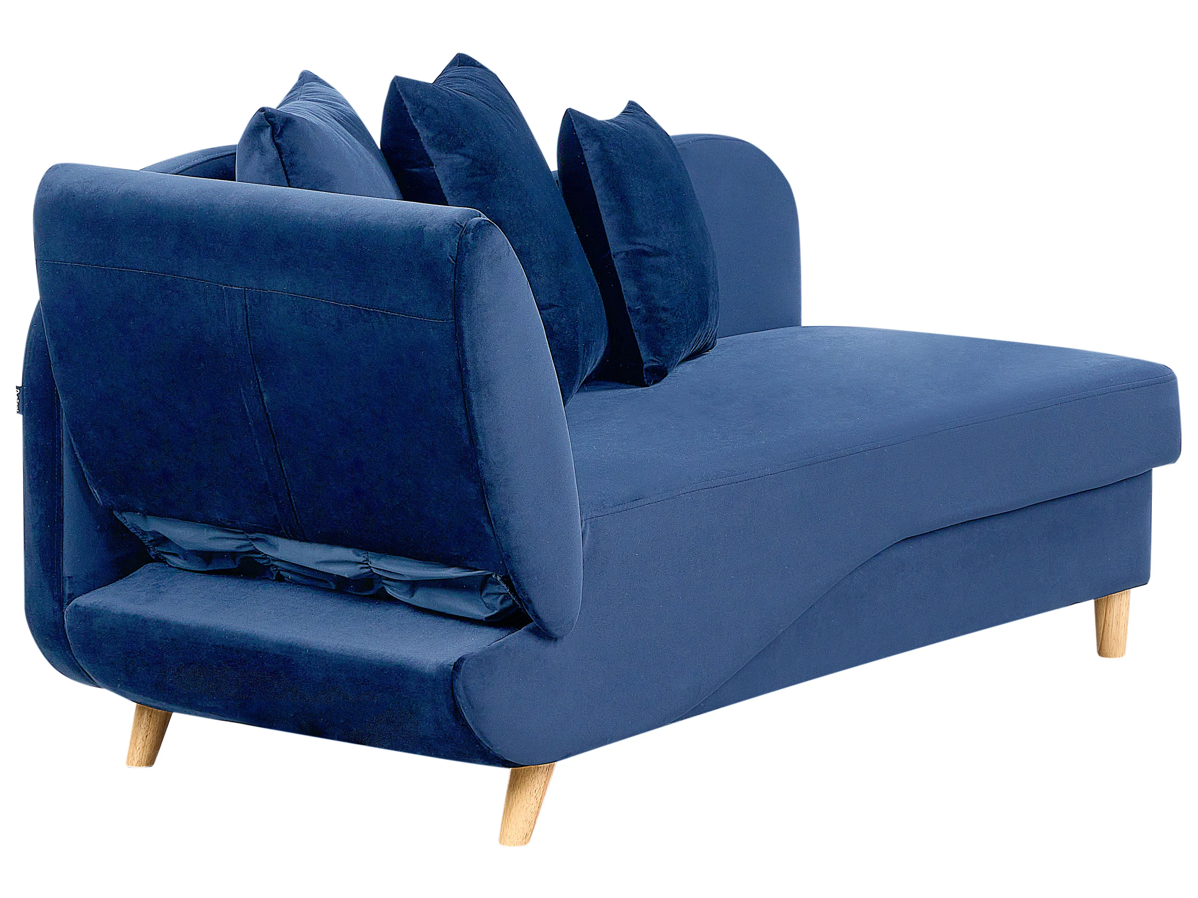 Linkszijdige chaise longue MERI Fluweel Marineblauw met opbergruimte