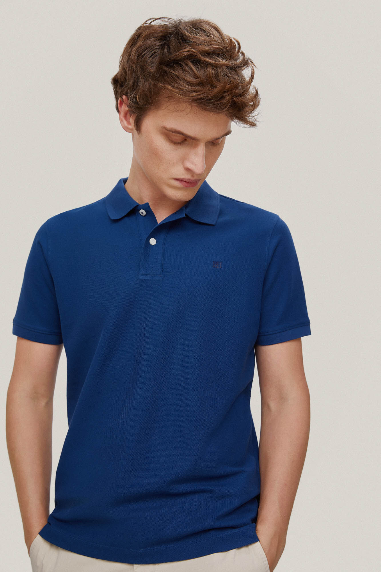 Camisa polo com logotipo - Azul