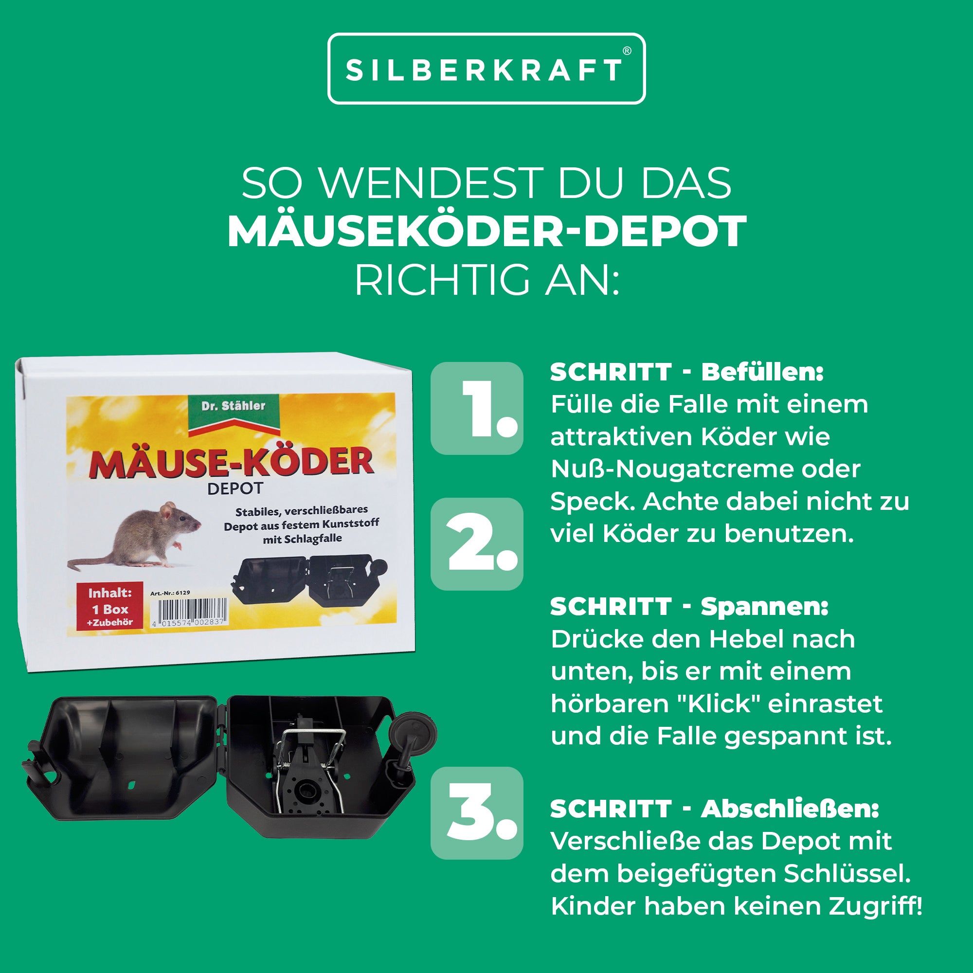 SILBERKRAFT Mäuseköder-Depot