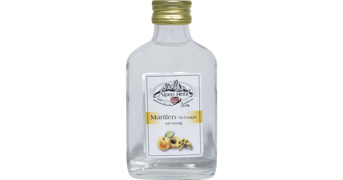 Alpenherz Marillen-Schnaps mit Honig 35% 0,1 Liter (Einweg)