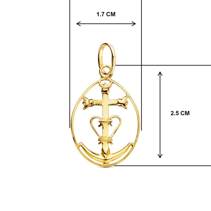 Collier - Médaille Croix Camarguaise Or Jaune - Chaine Dorée