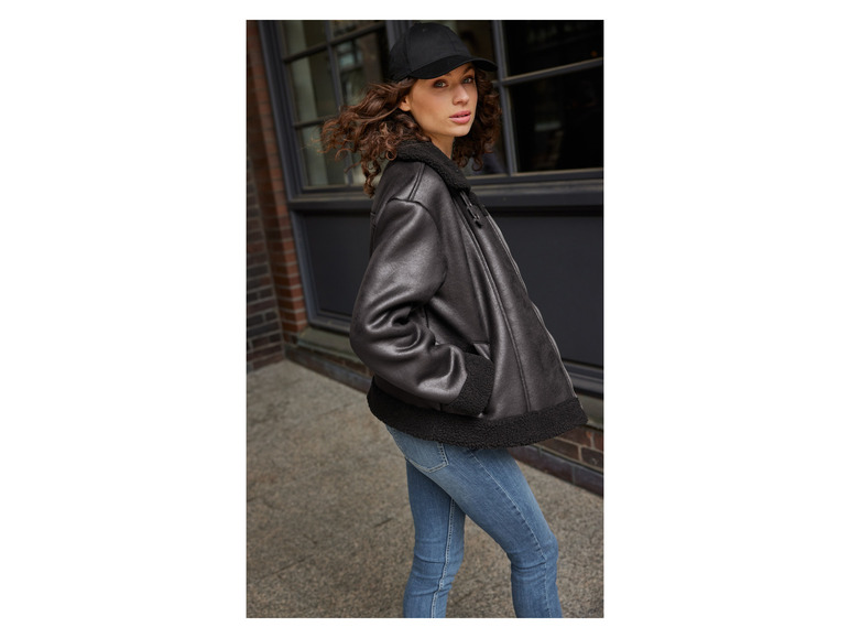 Dames bikerjack met imitatiebont