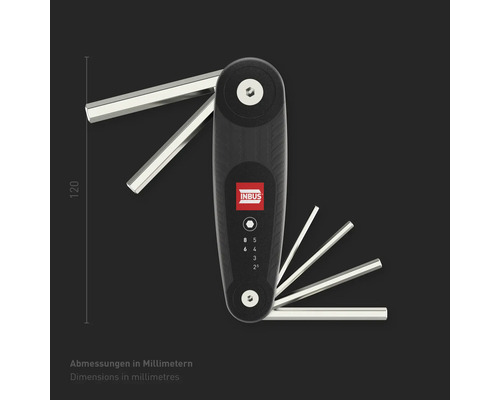 INBUS® 70136 Vouwhouder 6-delig, 2,5–8 mm, met HybridTouch — Gemaakt in Duitsland