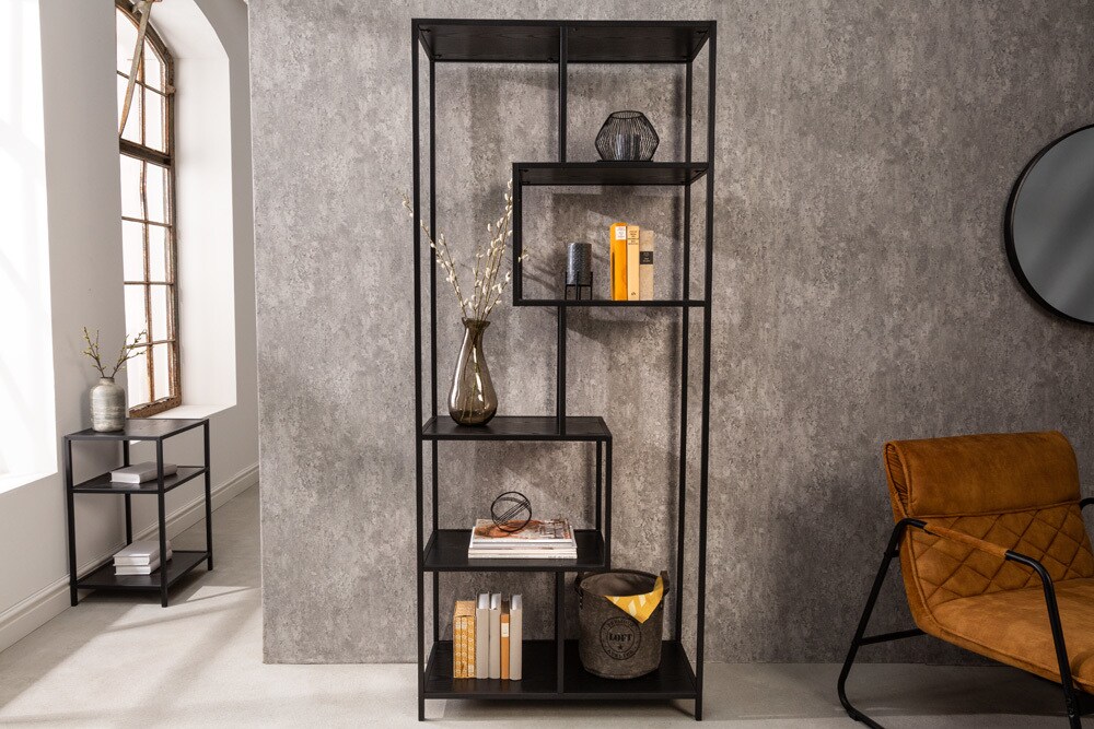 riess-ambiente Bücherregal SLIM LINE - Industrial 185cm Esche schwarz sechs Regalböden pflegeleicht