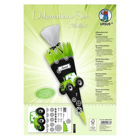URSUS Dekorationsset Traktor, 4 Bogen Bastelkarton DIN A4