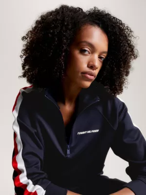 Moletom Sport Global Stripe com Meio Zíper