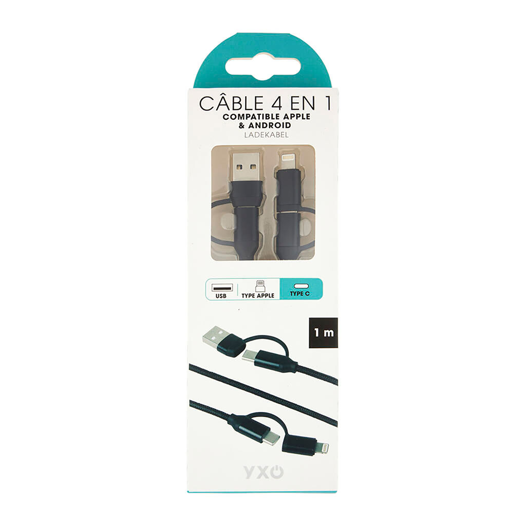 Câble de charge USB 4 en 1 1m