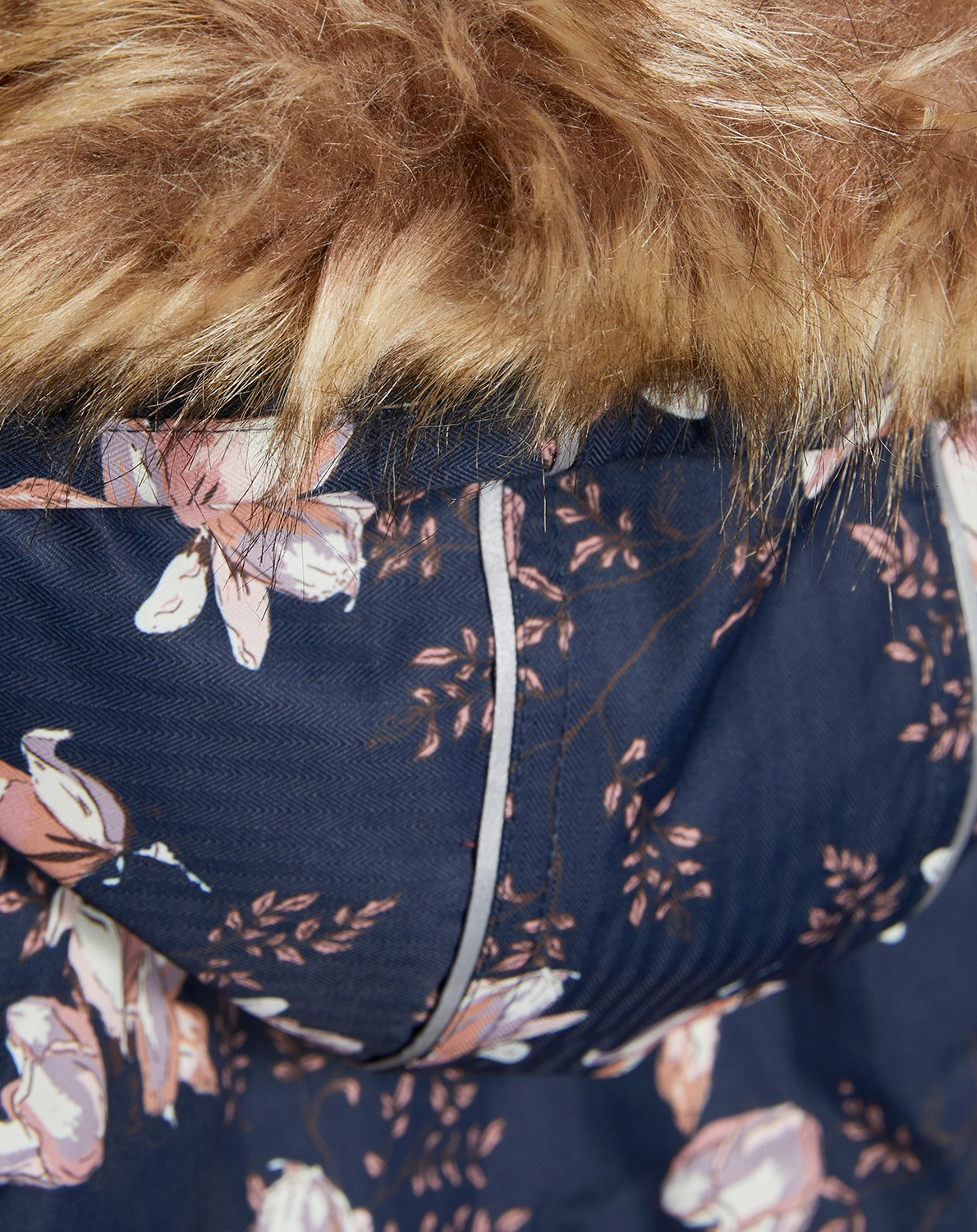 Schneejacke FLOWERS mit Kunstfellbesatz in parisian night