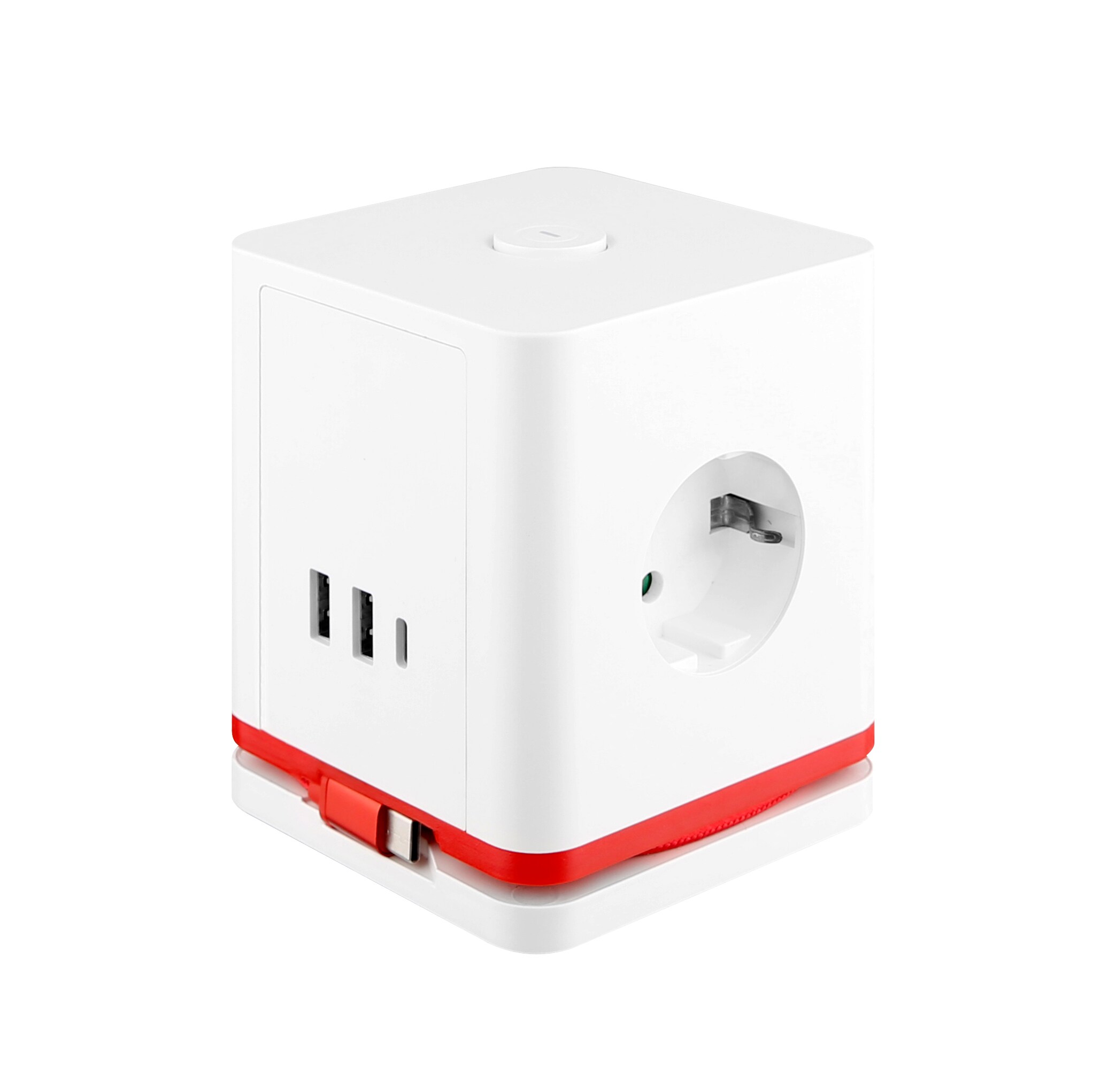 Steckdosenwürfel SW 1000 3-fach Schutzkontaktteckdose + 2 x USB-A und 1 x USB-C weiß