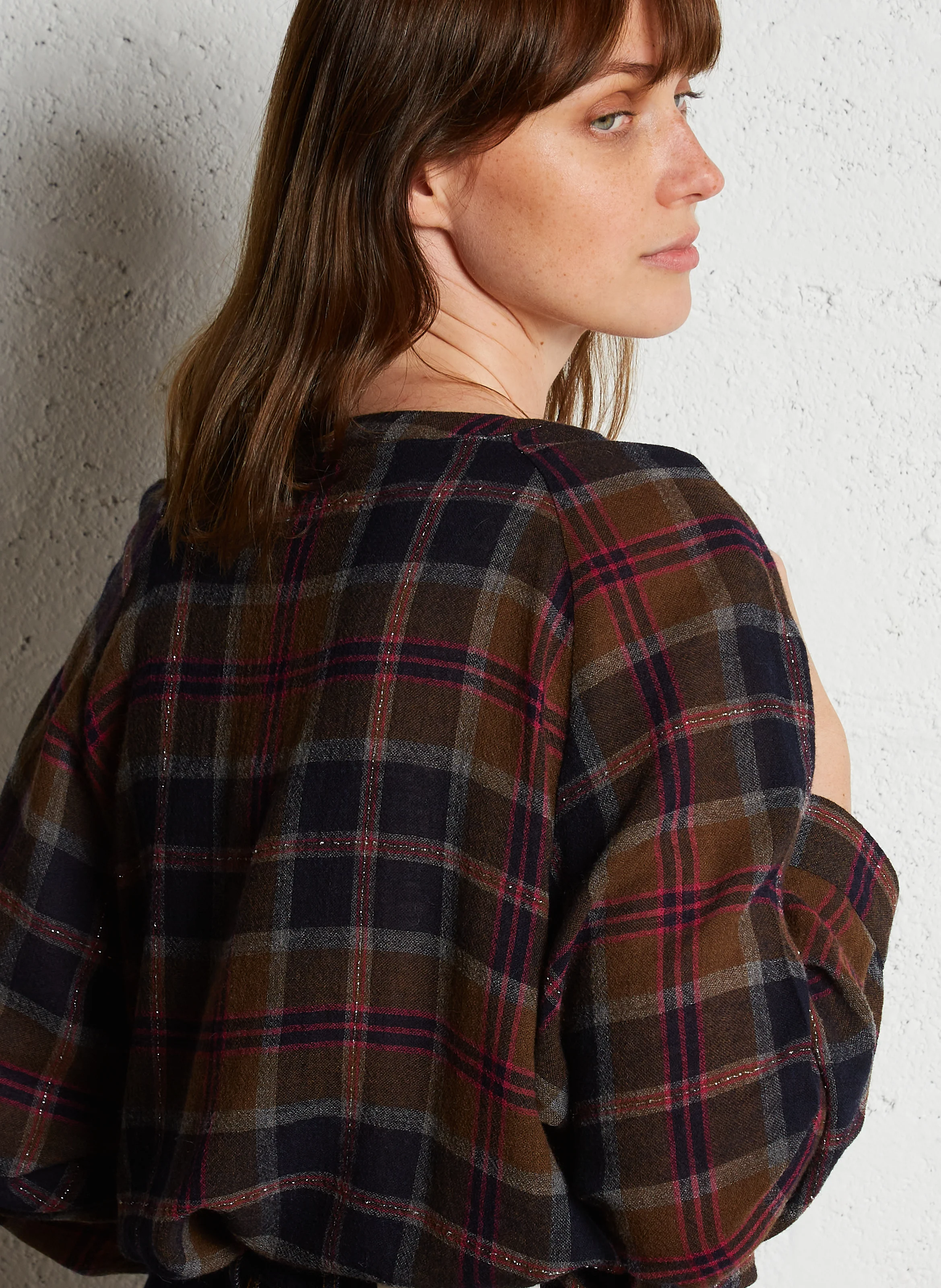 TOMI - Blouse col rond à carreaux| Multicolore