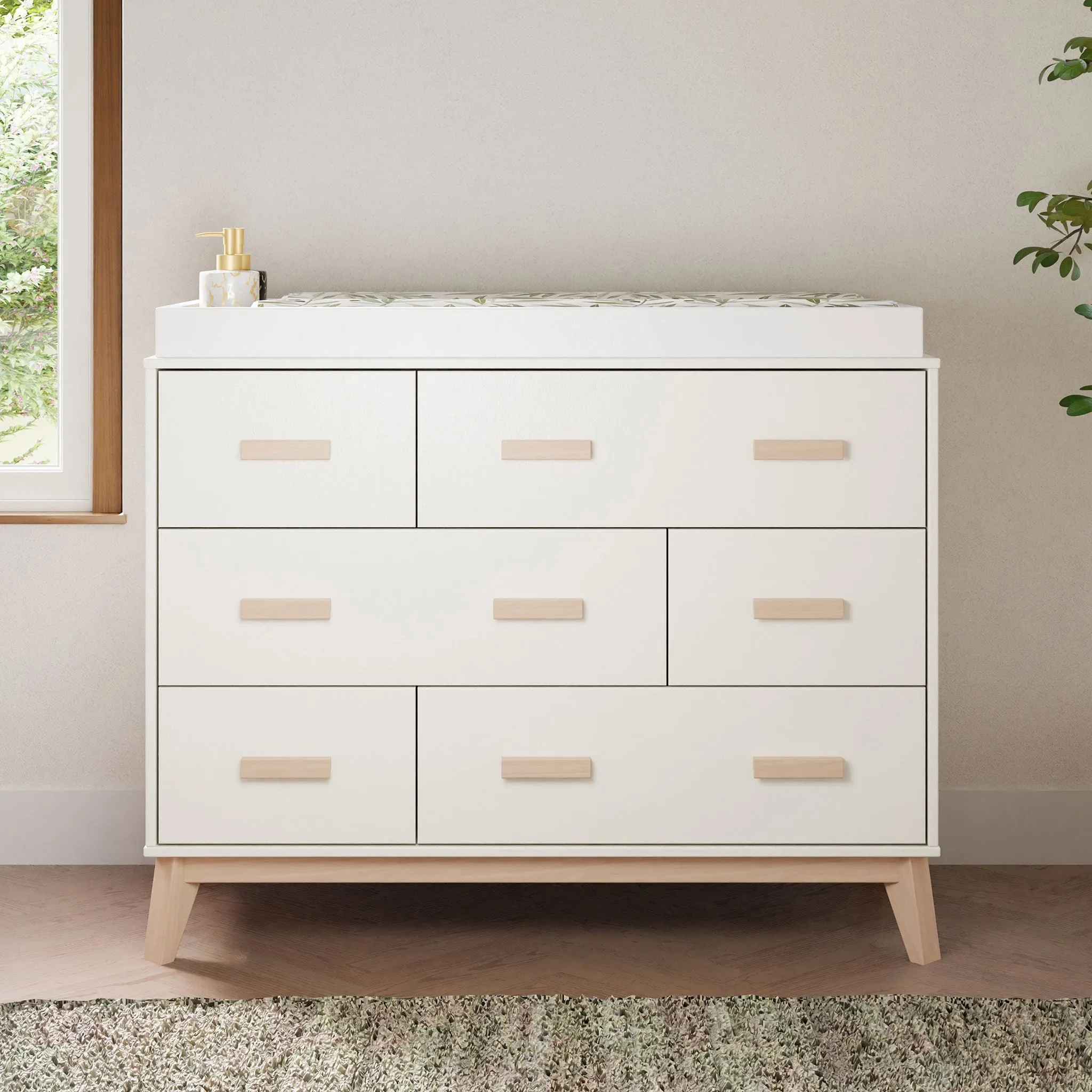 Babyletto Bureau 6 tiroirs Scoot - Blanc  Naturel Lavé