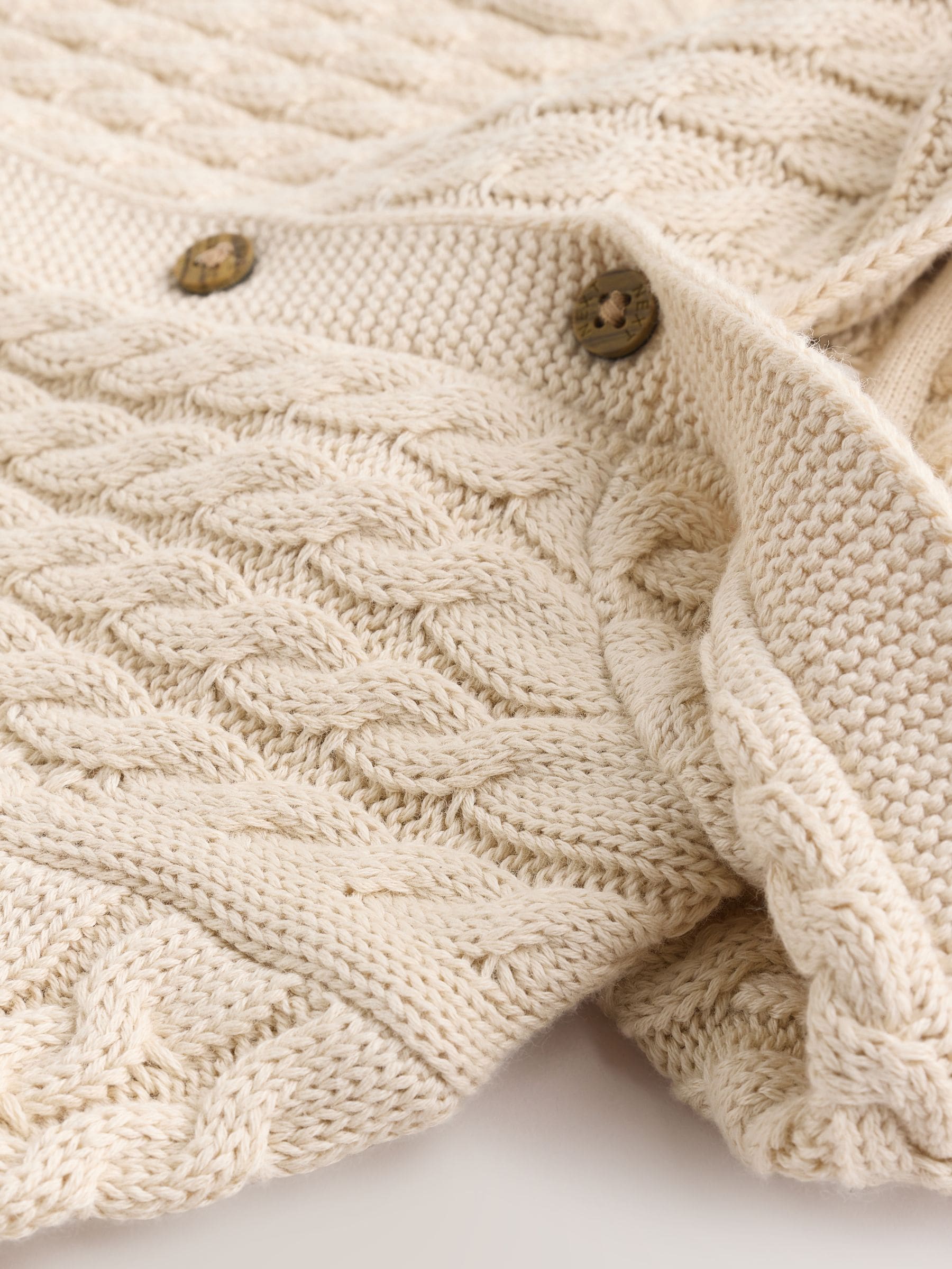 Crème - Baby Knit Hooded Romper (0mths-3yrs)