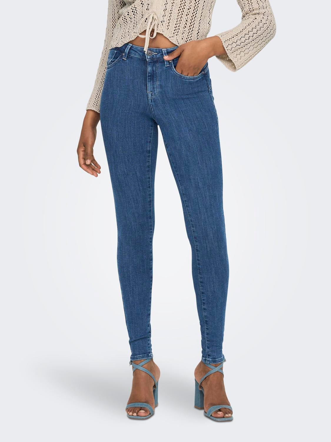ONLPOWER Mittlere Taille Skinny Fit Jeans Dark Blue Denim