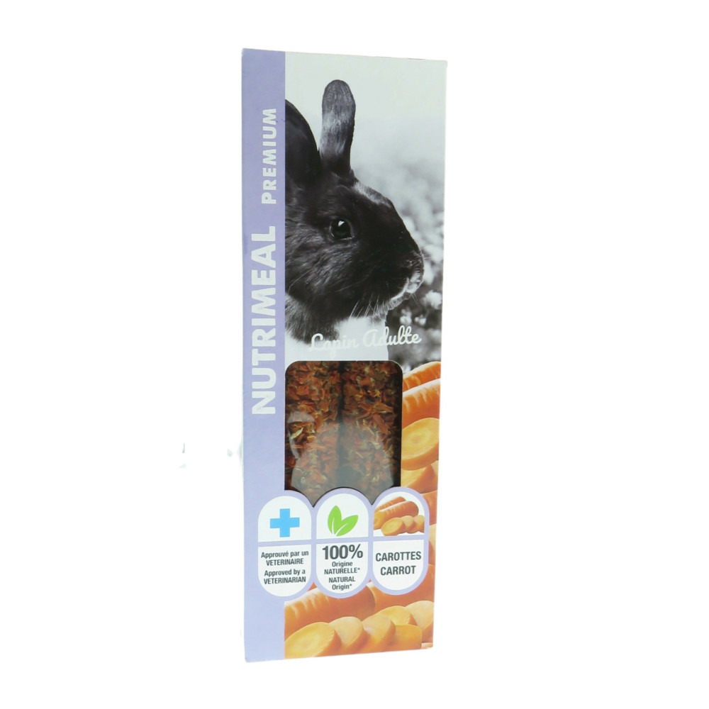 Friandises 2 sticks premium carotte pour lapin adulte, pour lapin