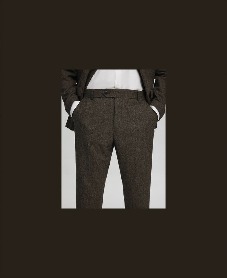 Selected Homme SLHSLIM-REED WOOL TRS NOOS Brownie/structure