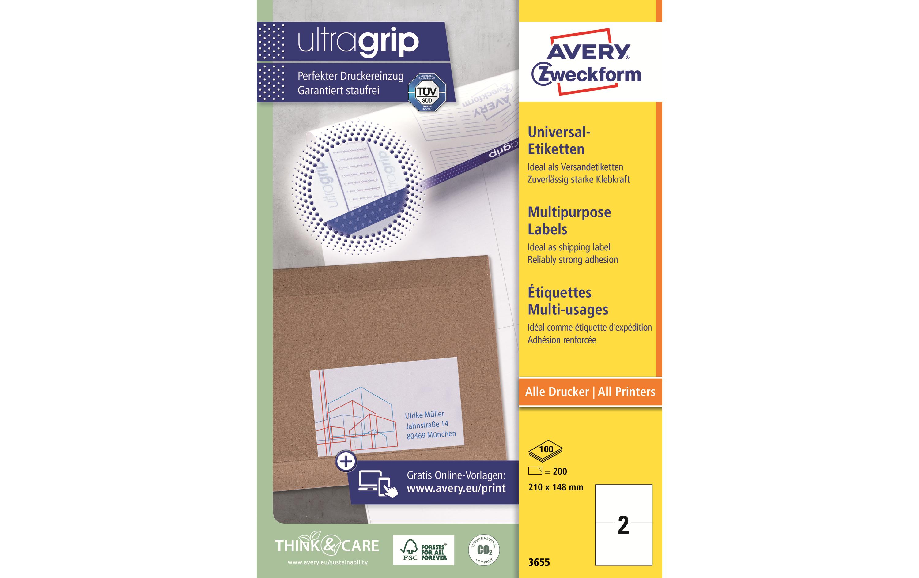 Universal-Etiketten 3655 210 x 148 mm, 100 BlattWeisse Aufkleber, permanent haftend