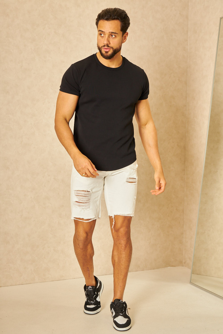 Short en jean déchiré blanc