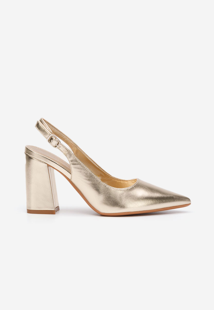Chaussures élégantes à talon épais dorées Omria