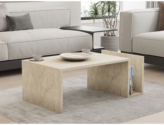 CONCEPT1 - Table basse Mémo travertin 86,8 x 50 x h32,4cm