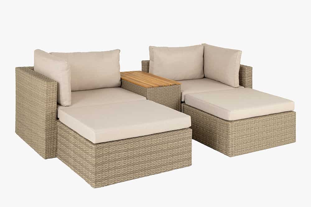 Outdoor Garten XXL Lounge-Set MONACO MODULAR 230cm natur beige Sitzecke inkl. Kissen und Tisch