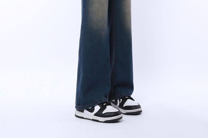 AXEN - High Waist Washed Wide Leg Jeans